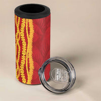 Hawaii Prince Kuhio 4 in 1 Can Cooler Tumbler Red Hawaiian Lau Maia With Leis