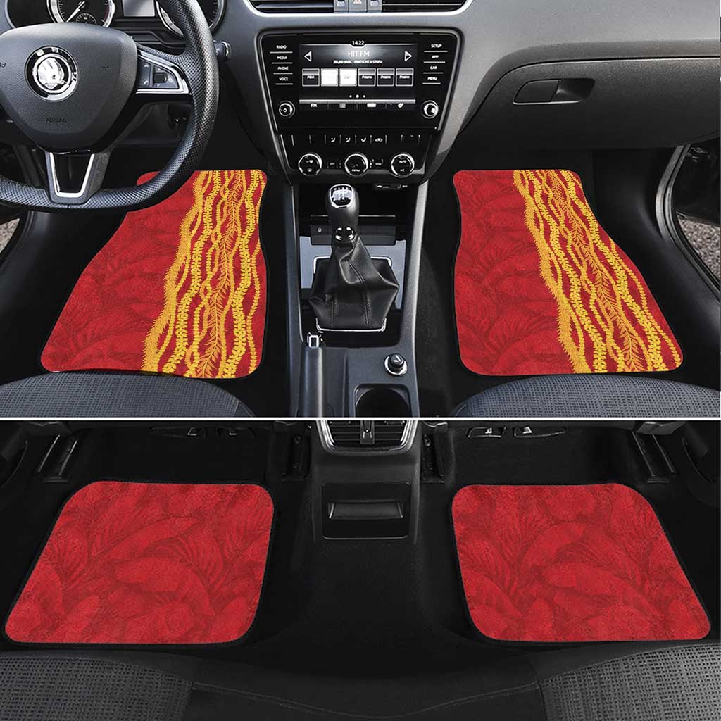 Hawaii Prince Kuhio Car Mats Red Hawaiian Lau Maia With Leis