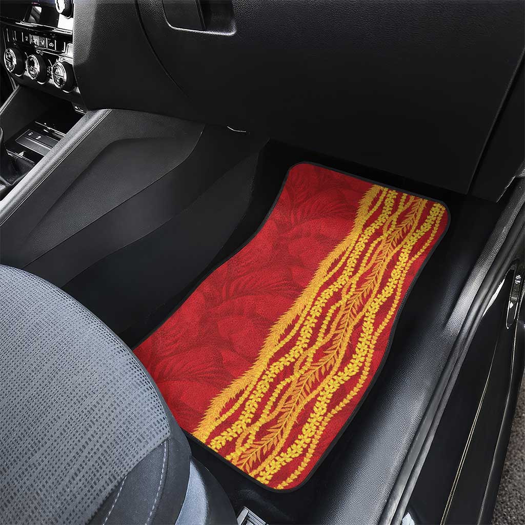 Hawaii Prince Kuhio Car Mats Red Hawaiian Lau Maia With Leis