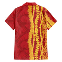 Hawaii Prince Kuhio Family Matching Summer Maxi Dress and Hawaiian Shirt Red Hawaiian Lau Maia With Leis LT05 - Polynesian Pride