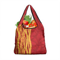 Hawaii Prince Kuhio Grocery Bag Red Hawaiian Lau Maia With Leis