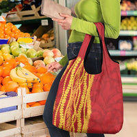 Hawaii Prince Kuhio Grocery Bag Red Hawaiian Lau Maia With Leis