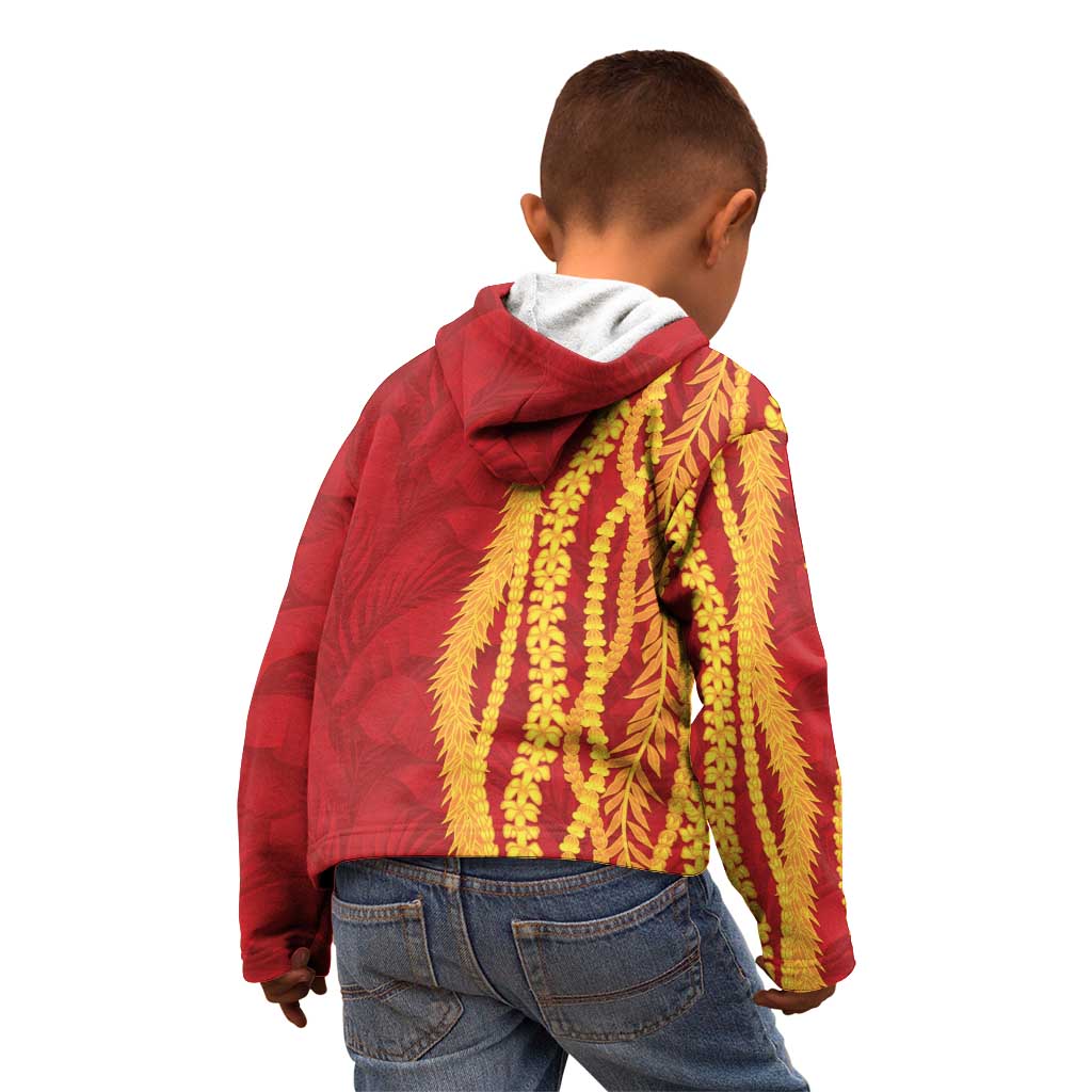 Hawaii Prince Kuhio Kid Hoodie Red Hawaiian Lau Maia With Leis