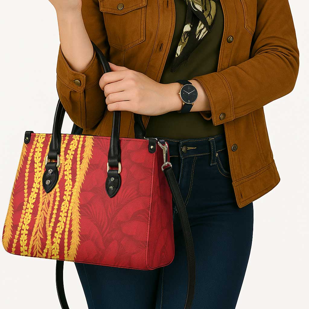 Hawaii Prince Kuhio Leather Bag Red Hawaiian Lau Maia With Leis