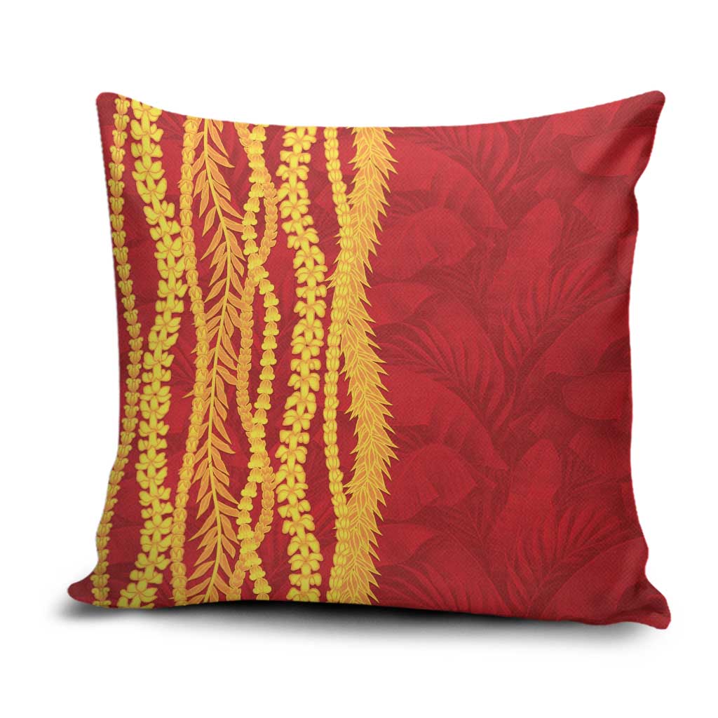 Hawaii Prince Kuhio Pillow Cover Red Hawaiian Lau Maia With Leis