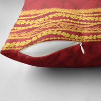 Hawaii Prince Kuhio Pillow Cover Red Hawaiian Lau Maia With Leis
