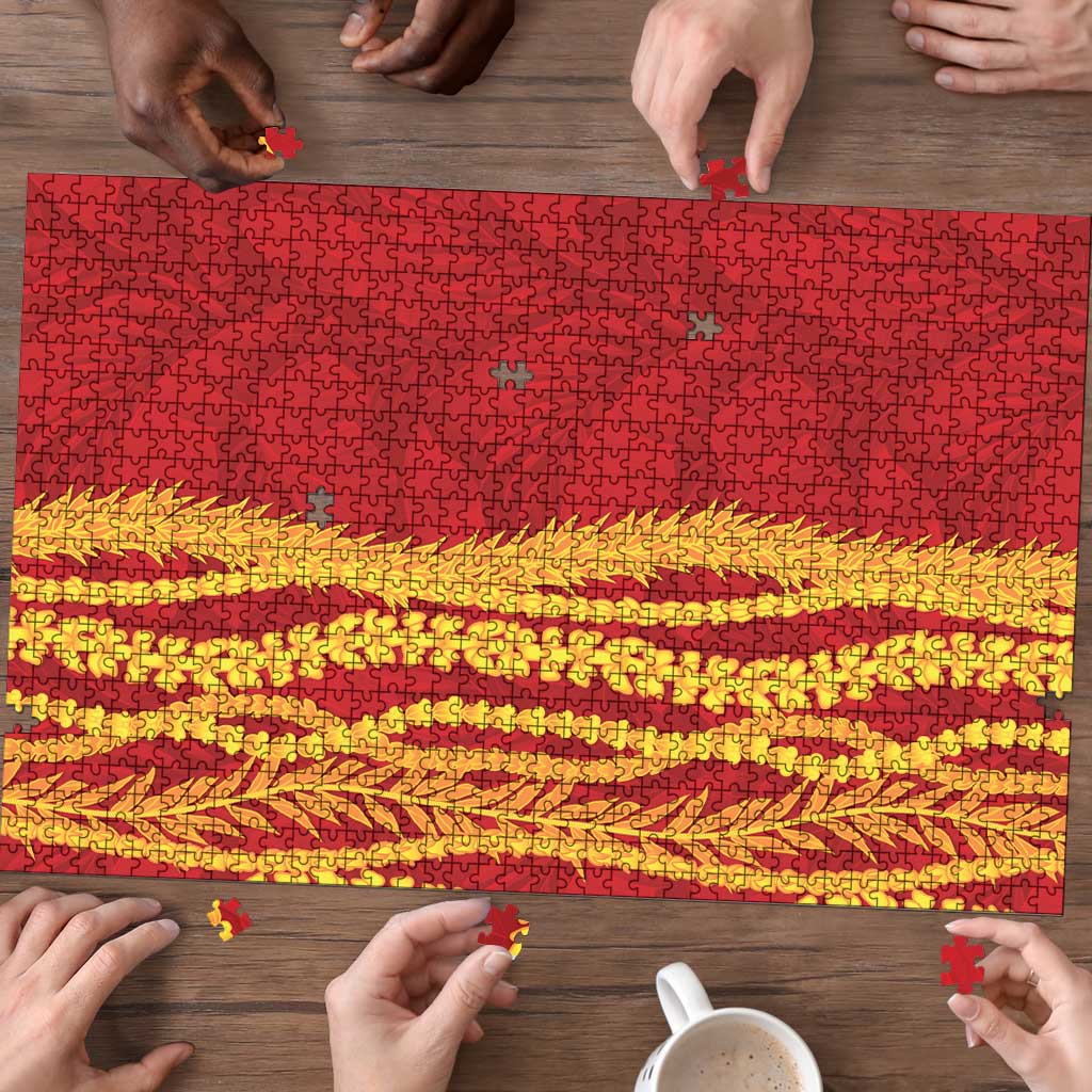 Hawaii Prince Kuhio Puzzle Red Hawaiian Lau Maia With Leis