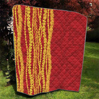 Hawaii Prince Kuhio Quilt Red Hawaiian Lau Maia With Leis