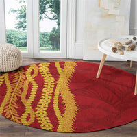 Hawaii Prince Kuhio Round Carpet Red Hawaiian Lau Maia With Leis
