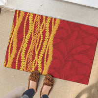 Hawaii Prince Kuhio Rubber Doormat Red Hawaiian Lau Maia With Leis