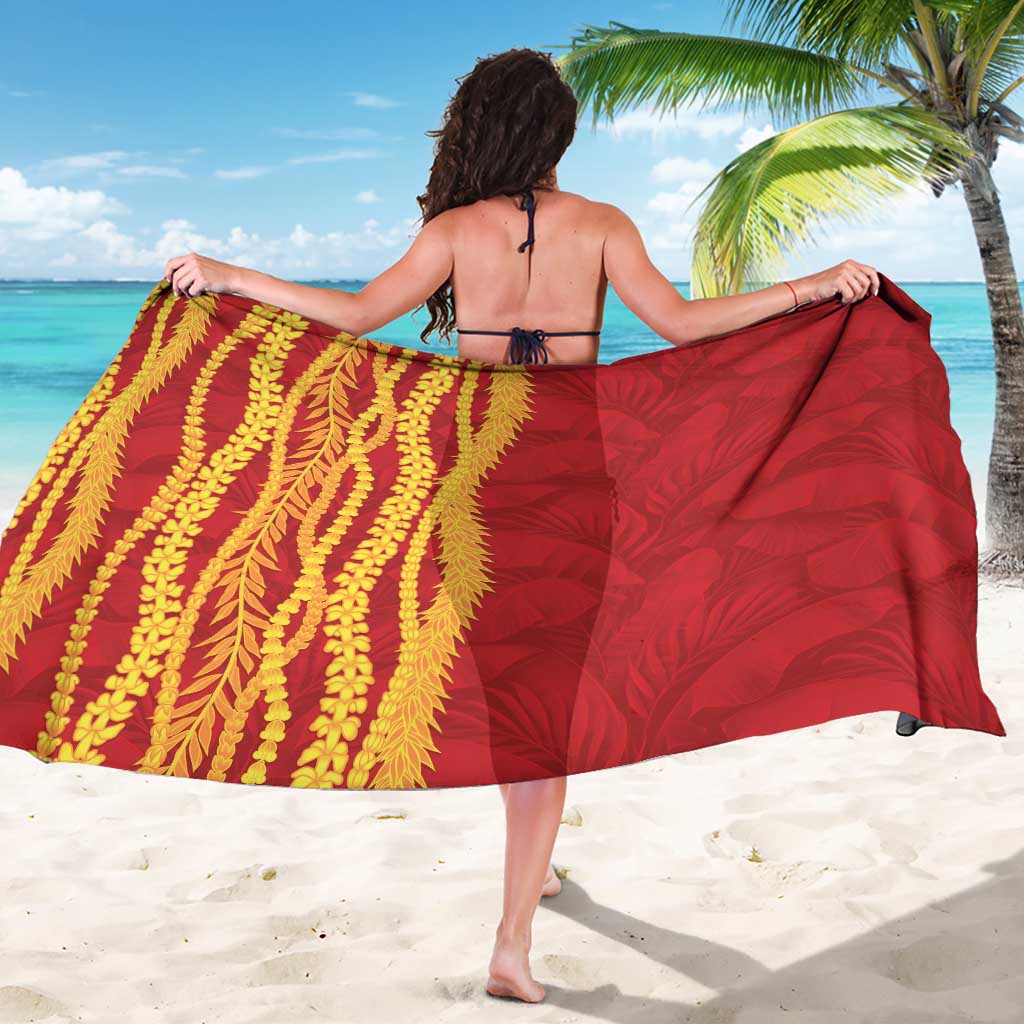 Hawaii Prince Kuhio Sarong Red Hawaiian Lau Maia With Leis