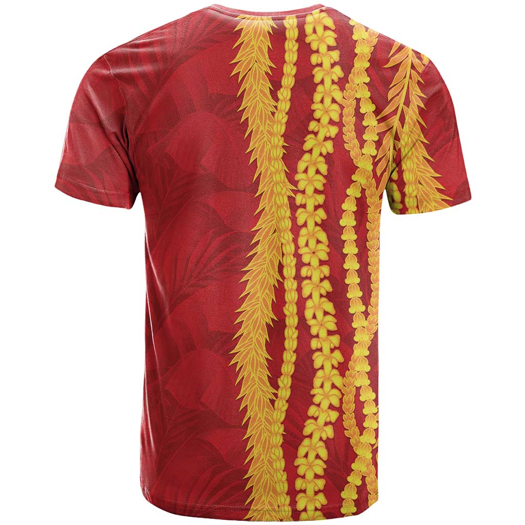Hawaii Prince Kuhio T Shirt Red Hawaiian Lau Maia With Leis