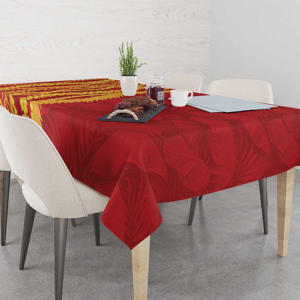 Hawaii Prince Kuhio Tablecloth Red Hawaiian Lau Maia With Leis