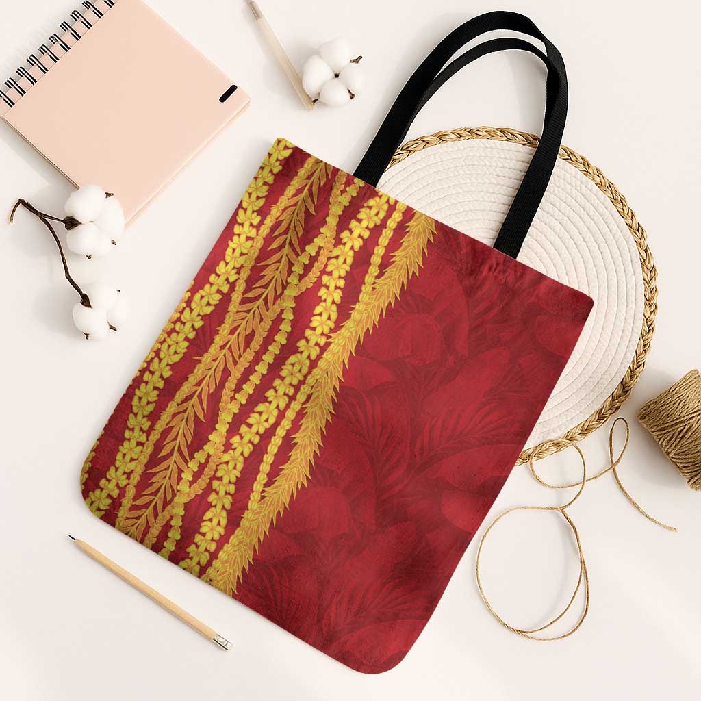 Hawaii Prince Kuhio Tote Bag Red Hawaiian Lau Maia With Leis