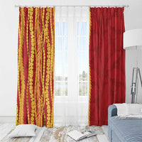 Hawaii Prince Kuhio Window Curtain Red Hawaiian Lau Maia With Leis