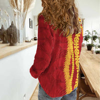 Hawaii Prince Kuhio Women Casual Shirt Red Hawaiian Lau Maia With Leis