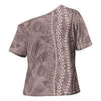 Hawaii Prince Kuhio Cross Shoulder Shirt Mocha Hawaiian Lau Maia With Leis