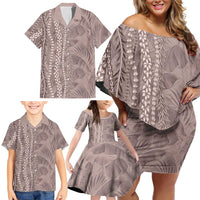 Hawaii Prince Kuhio Family Matching Off Shoulder Short Dress and Hawaiian Shirt Mocha Hawaiian Lau Maia With Leis LT05 - Polynesian Pride