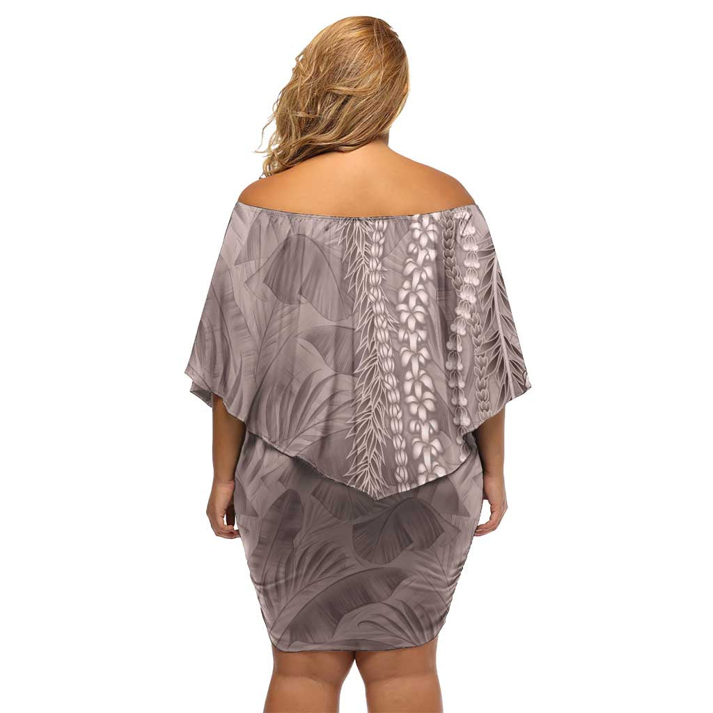 Hawaii Prince Kuhio Family Matching Off Shoulder Short Dress and Hawaiian Shirt Mocha Hawaiian Lau Maia With Leis LT05 - Polynesian Pride