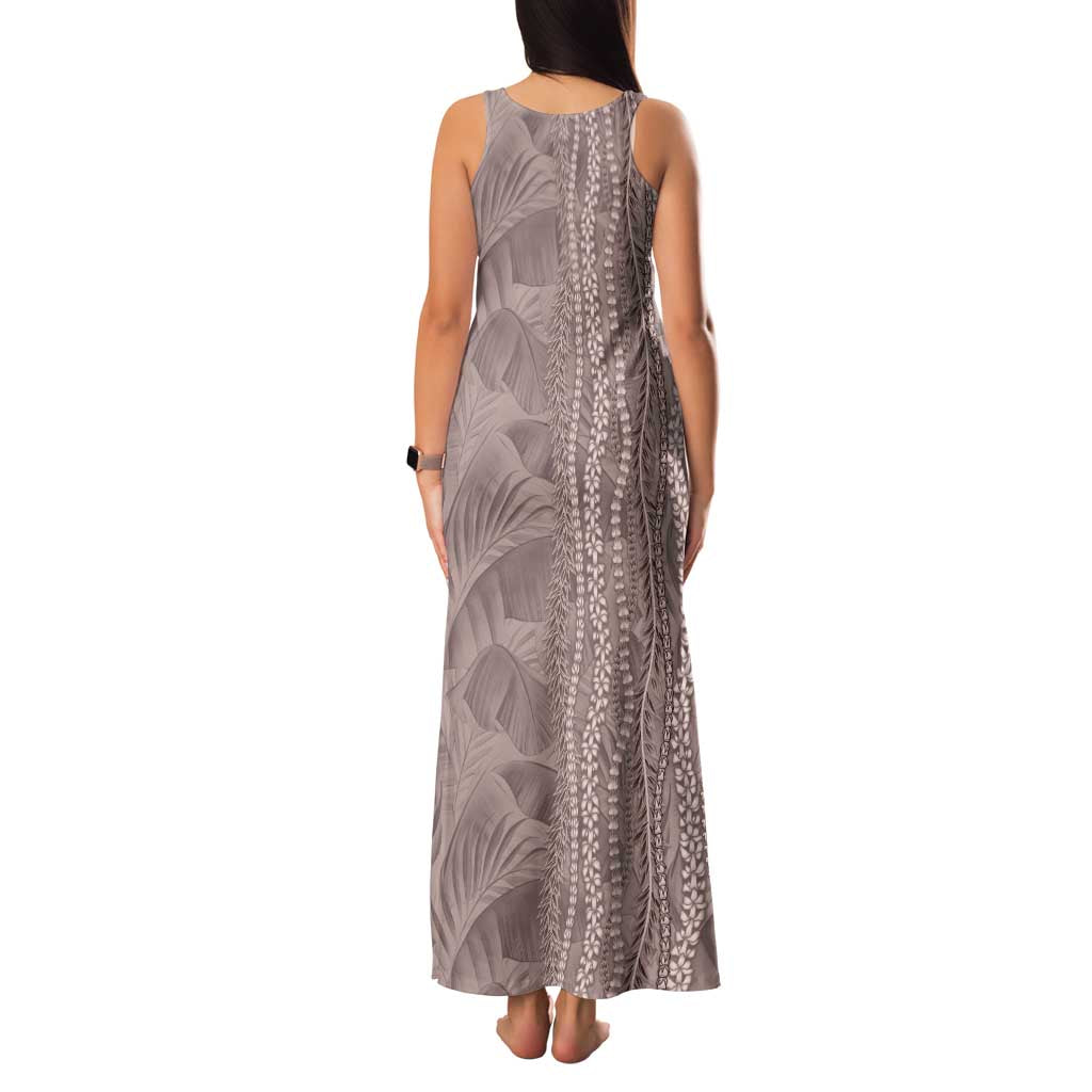 Hawaii Prince Kuhio Family Matching Tank Maxi Dress and Hawaiian Shirt Mocha Hawaiian Lau Maia With Leis LT05 - Polynesian Pride