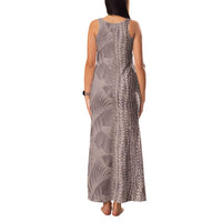 Hawaii Prince Kuhio Family Matching Tank Maxi Dress and Hawaiian Shirt Mocha Hawaiian Lau Maia With Leis LT05 - Polynesian Pride