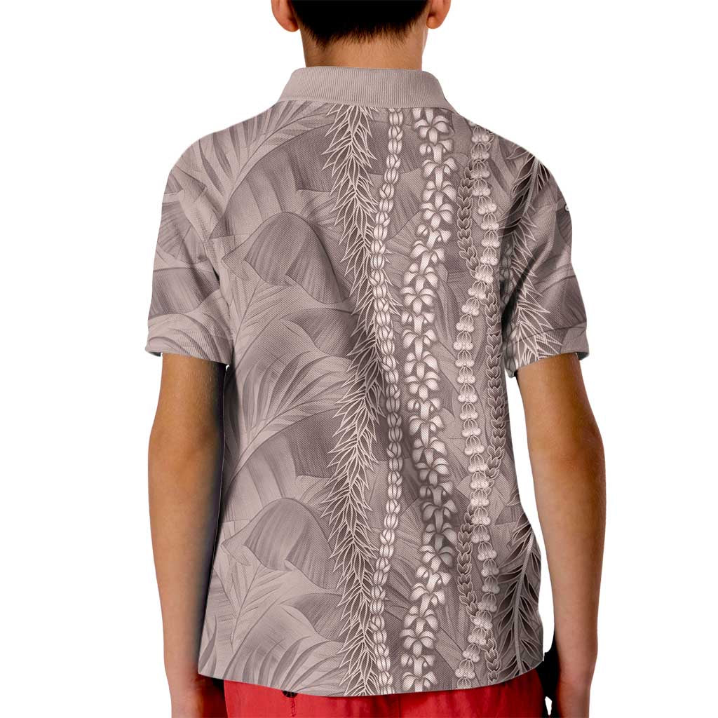 Hawaii Prince Kuhio Kid Polo Shirt Mocha Hawaiian Lau Maia With Leis