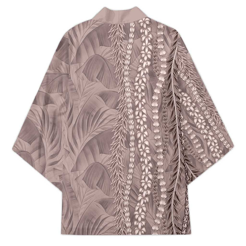 Hawaii Prince Kuhio Kimono Mocha Hawaiian Lau Maia With Leis