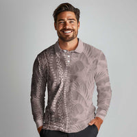 Hawaii Prince Kuhio Long Sleeve Polo Shirt Mocha Hawaiian Lau Maia With Leis