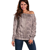 Hawaii Prince Kuhio Off Shoulder Sweater Mocha Hawaiian Lau Maia With Leis