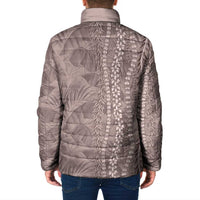Hawaii Prince Kuhio Padded Jacket Mocha Hawaiian Lau Maia With Leis