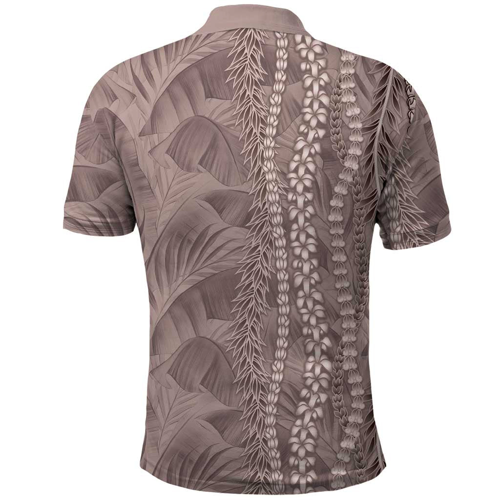 Hawaii Prince Kuhio Polo Shirt Mocha Hawaiian Lau Maia With Leis