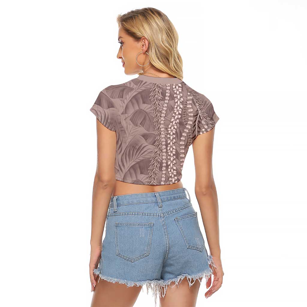 Hawaii Prince Kuhio Raglan Cropped T Shirt Mocha Hawaiian Lau Maia With Leis