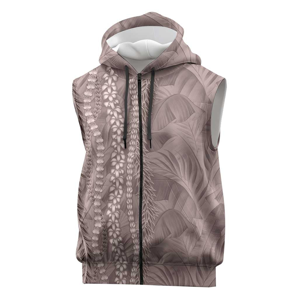 Hawaii Prince Kuhio Sleeveless Zip Hoodie Mocha Hawaiian Lau Maia With Leis