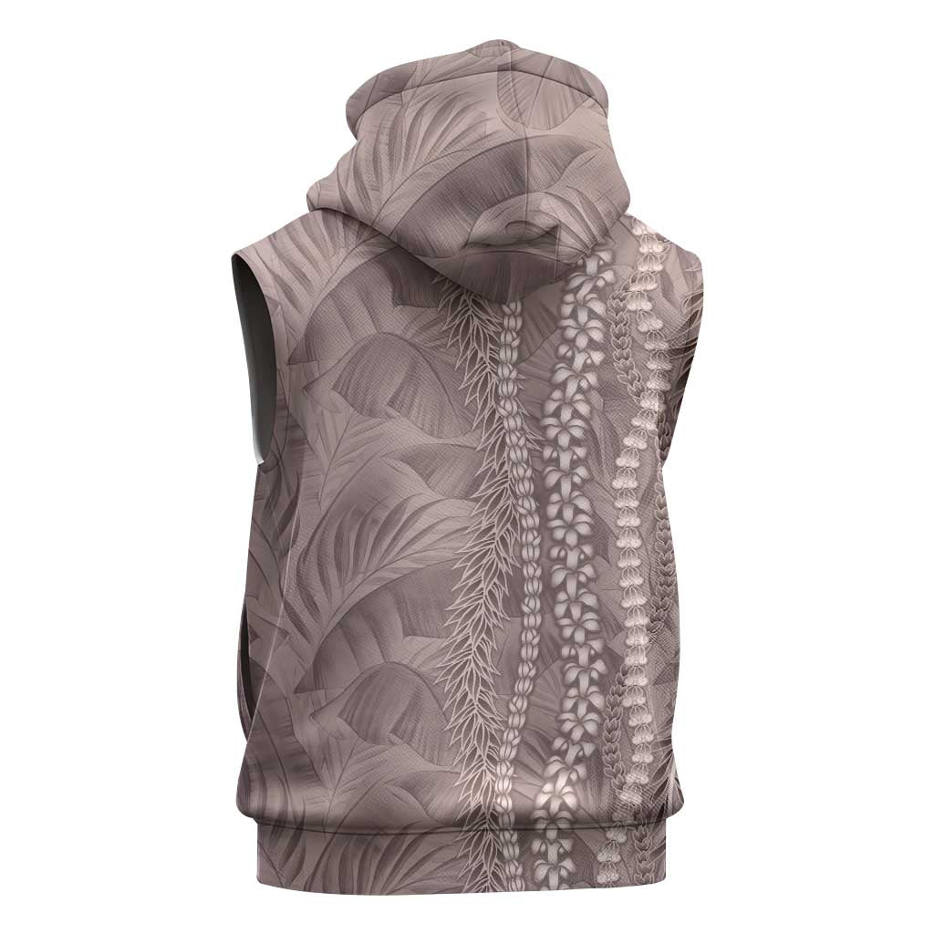 Hawaii Prince Kuhio Sleeveless Zip Hoodie Mocha Hawaiian Lau Maia With Leis