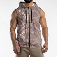 Hawaii Prince Kuhio Sleeveless Zip Hoodie Mocha Hawaiian Lau Maia With Leis