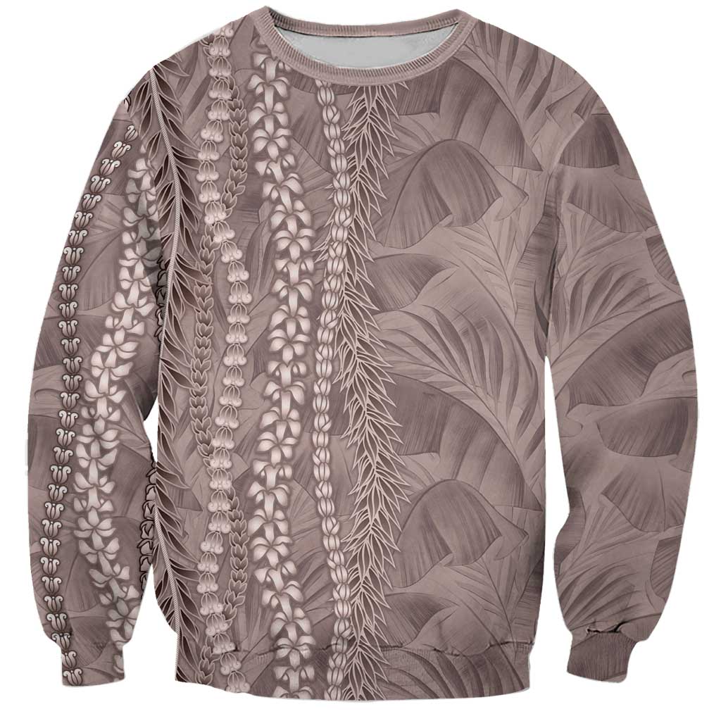 Hawaii Prince Kuhio Sweatshirt Mocha Hawaiian Lau Maia With Leis