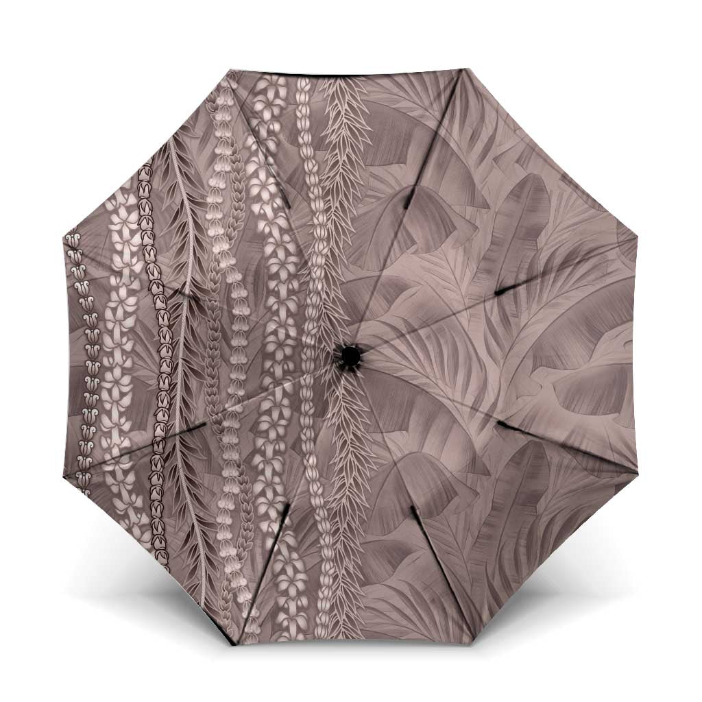 Hawaii Prince Kuhio Umbrella Mocha Hawaiian Lau Maia With Leis