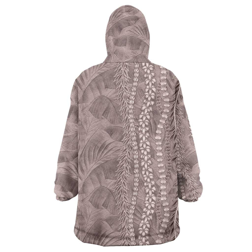 Hawaii Prince Kuhio Wearable Blanket Hoodie Mocha Hawaiian Lau Maia With Leis
