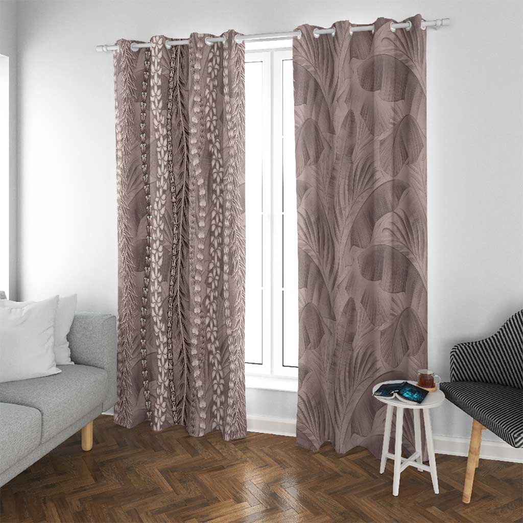 Hawaii Prince Kuhio Window Curtain Mocha Hawaiian Lau Maia With Leis