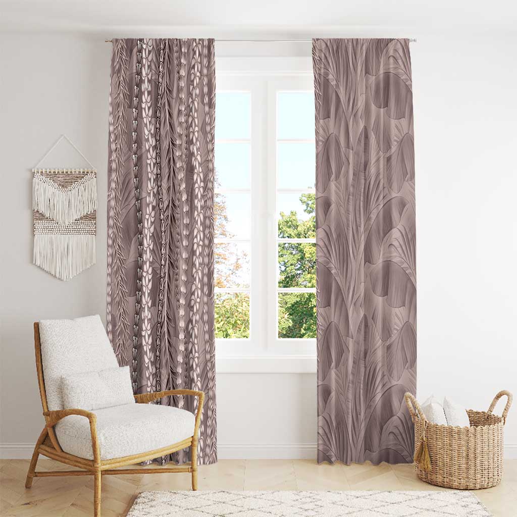 Hawaii Prince Kuhio Window Curtain Mocha Hawaiian Lau Maia With Leis