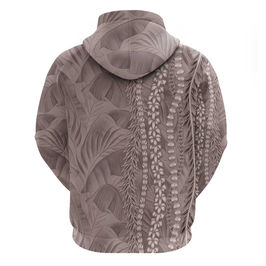 Hawaii Prince Kuhio Zip Hoodie Mocha Hawaiian Lau Maia With Leis