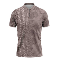 Hawaii Prince Kuhio Zipper Polo Shirt Mocha Hawaiian Lau Maia With Leis