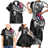 Personalised Hawaii Prince Kuhio Family Matching Short Sleeve Bodycon Dress and Hawaiian Shirt Hawaiian Maile Lei LT05 - Polynesian Pride