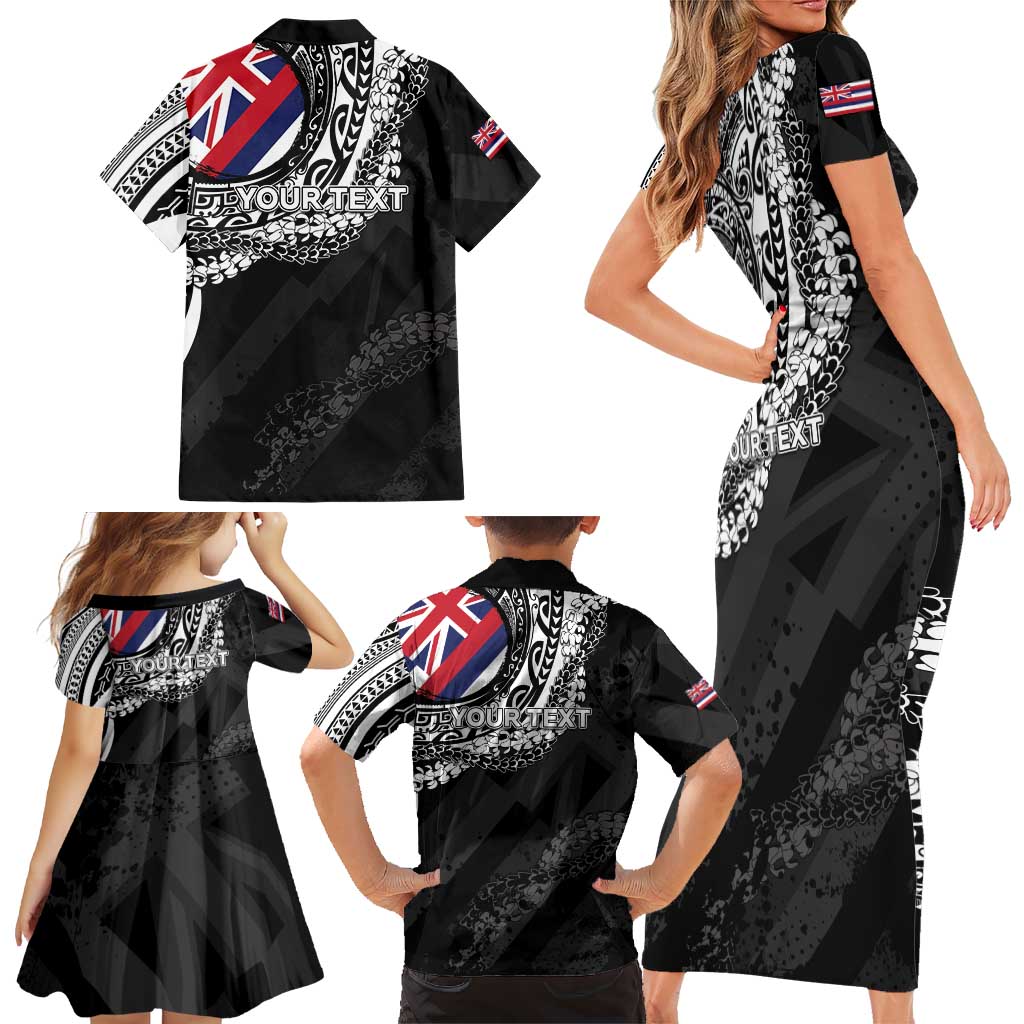 Personalised Hawaii Prince Kuhio Family Matching Short Sleeve Bodycon Dress and Hawaiian Shirt Hawaiian Maile Lei LT05 - Polynesian Pride