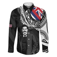 Personalised Hawaii Prince Kuhio Family Matching Short Sleeve Bodycon Dress and Hawaiian Shirt Hawaiian Maile Lei LT05 Dad's Shirt - Long Sleeve Black - Polynesian Pride