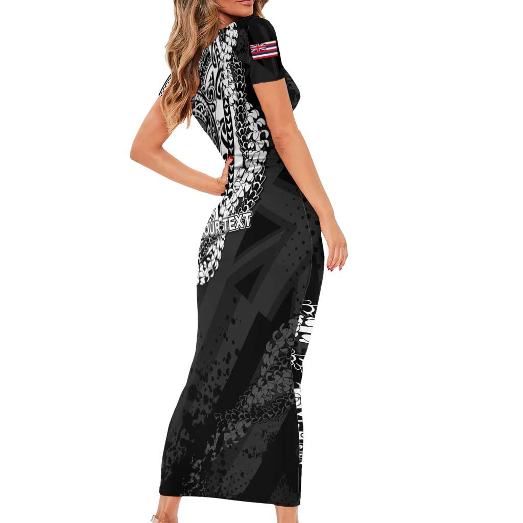 Personalised Hawaii Prince Kuhio Family Matching Short Sleeve Bodycon Dress and Hawaiian Shirt Hawaiian Maile Lei LT05 - Polynesian Pride