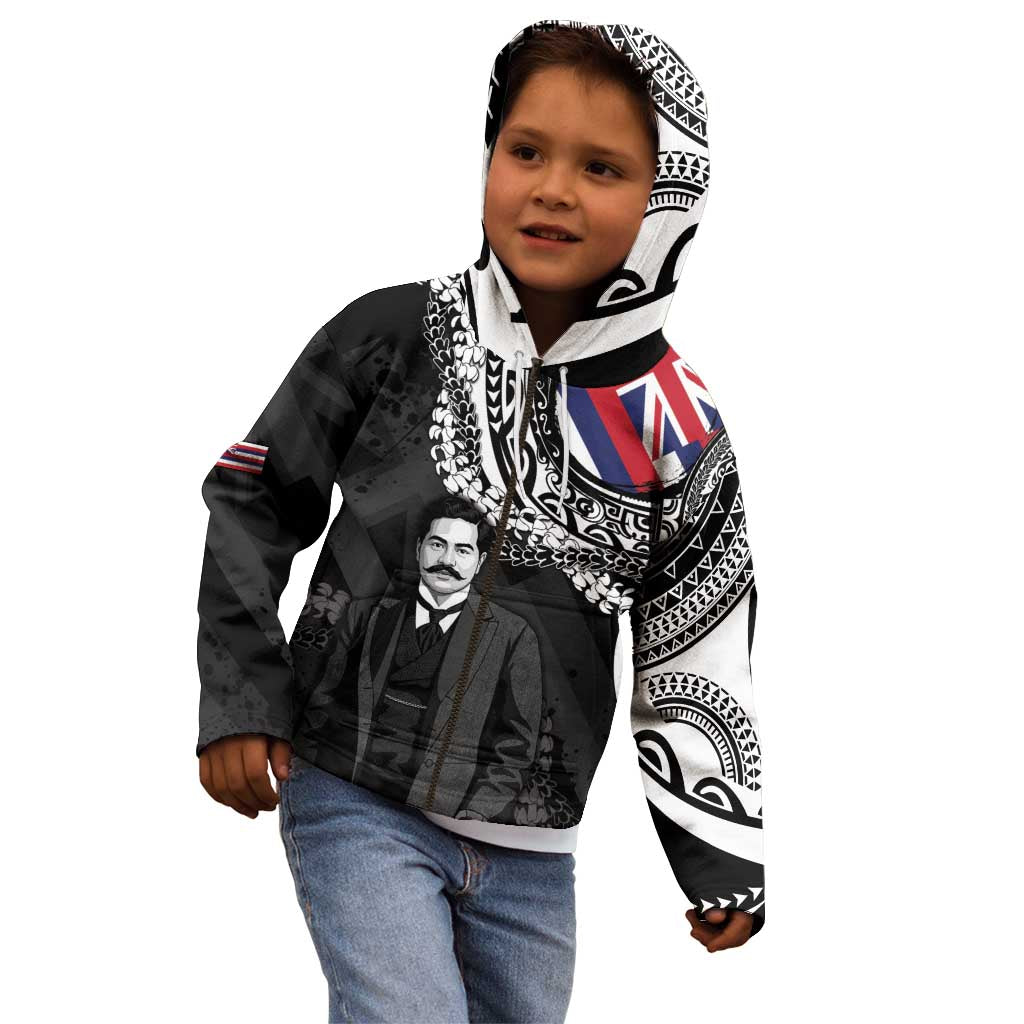 Personalised Hawaii Prince Kuhio Kid Hoodie Hawaiian Maile Lei