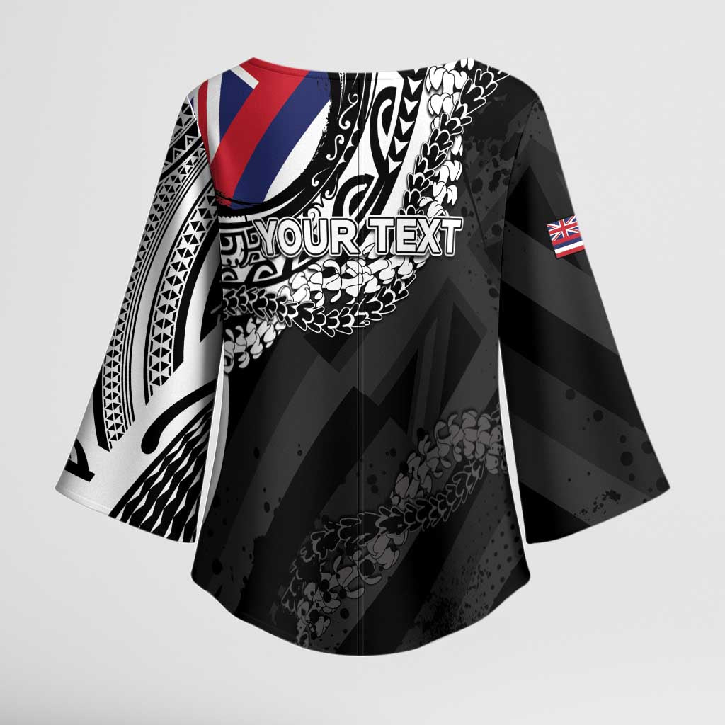 Personalised Hawaii Prince Kuhio Kimono Sleeve Blouse Hawaiian Maile Lei