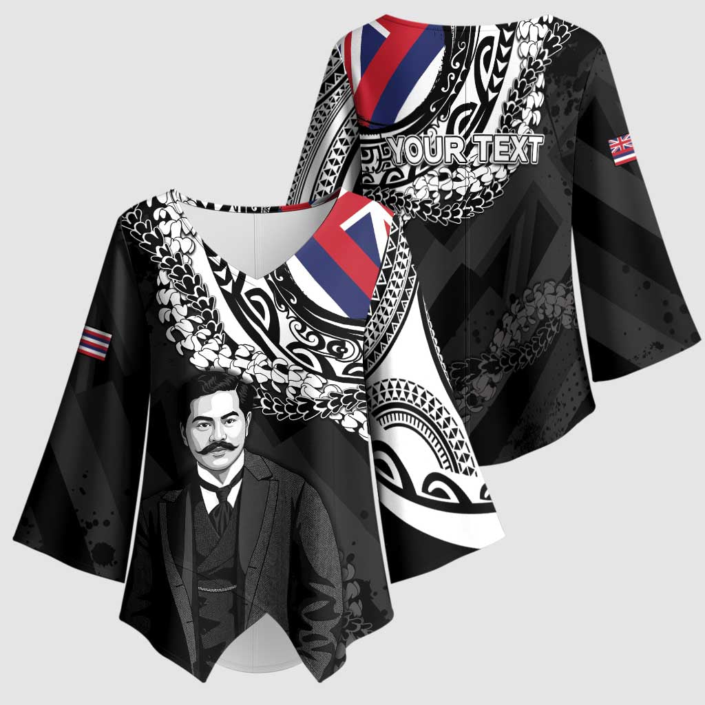 Personalised Hawaii Prince Kuhio Kimono Sleeve Blouse Hawaiian Maile Lei
