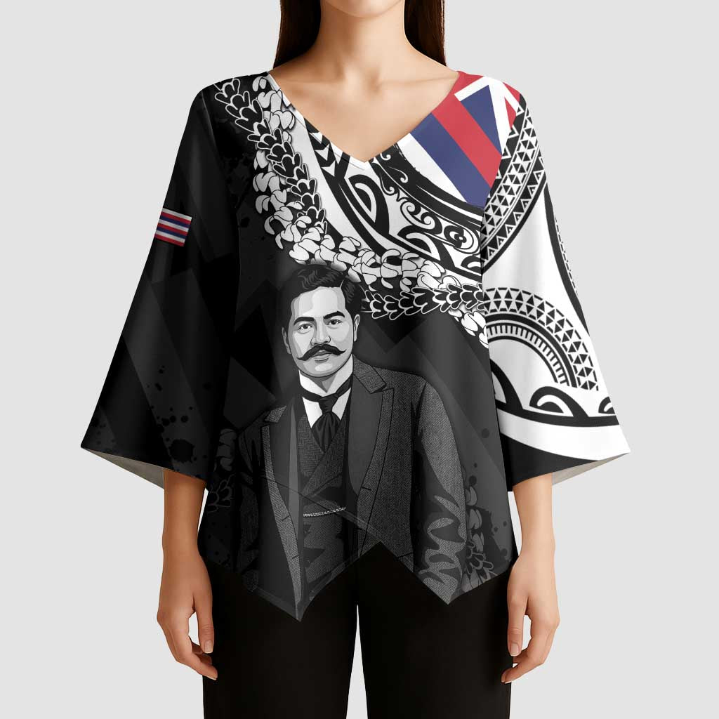 Personalised Hawaii Prince Kuhio Kimono Sleeve Blouse Hawaiian Maile Lei